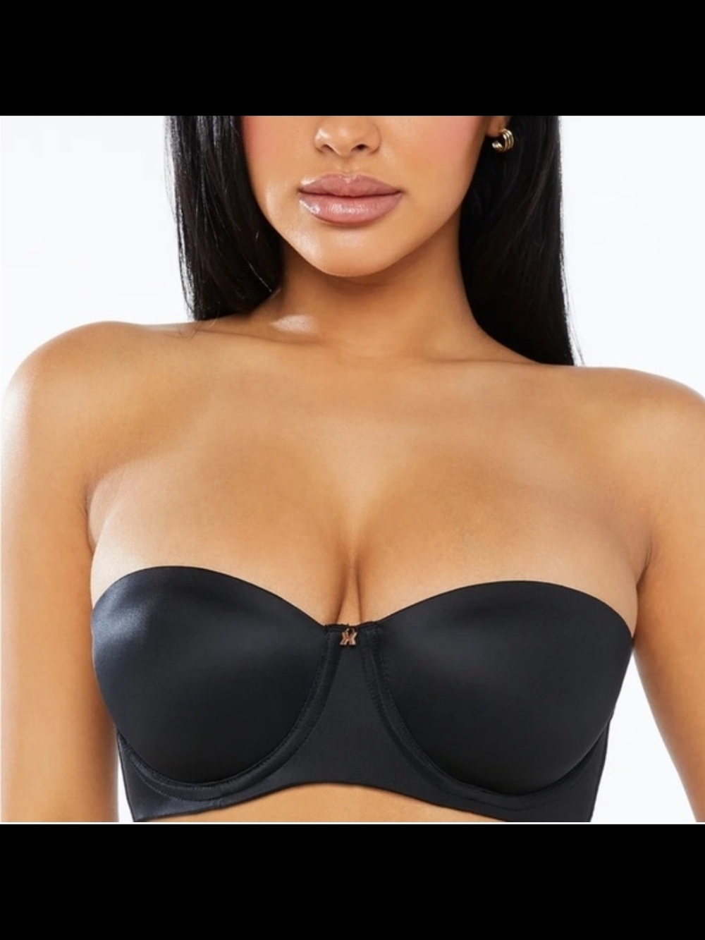 Savage X Fenty Black Strapless Satin Bandeau Bra
